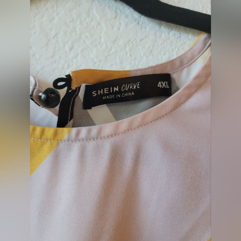SHEIN Yellow, Black & Cream Striped Sleeveless Maxi Dress - Picture 4 of 5
